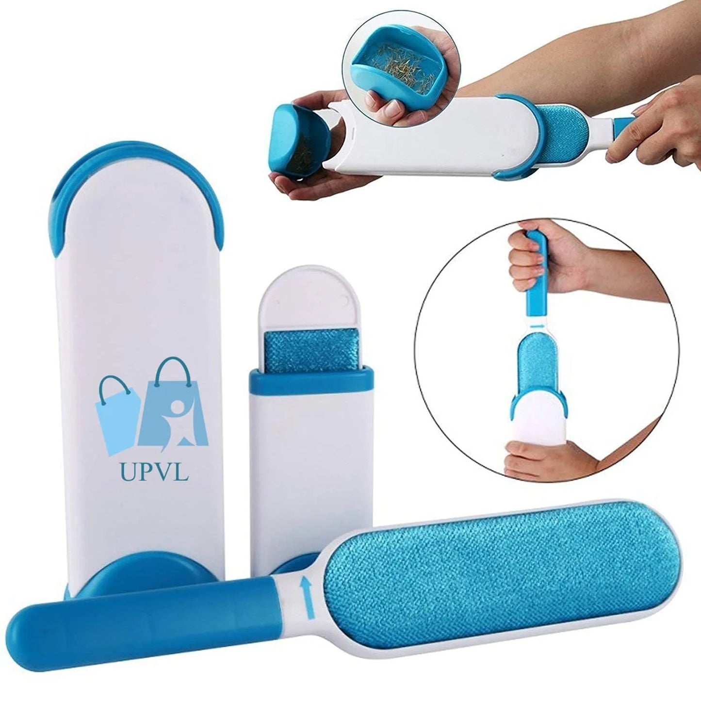 Pet Hair Lint Remover Double Sided, Reusable Brush with Self-Cleaning Base