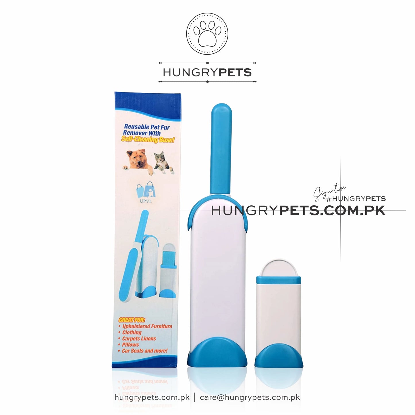 Pet Hair Lint Remover Double Sided, Reusable Brush with Self-Cleaning Base