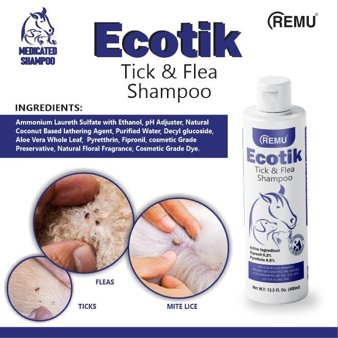 Remu Ecotik Medicated Shampoo | For Cats and Dogs