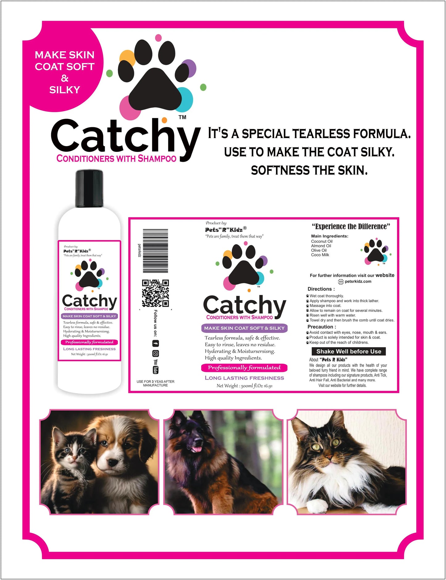 Catchy Shampoo With Conditioner | For Cat & Dog