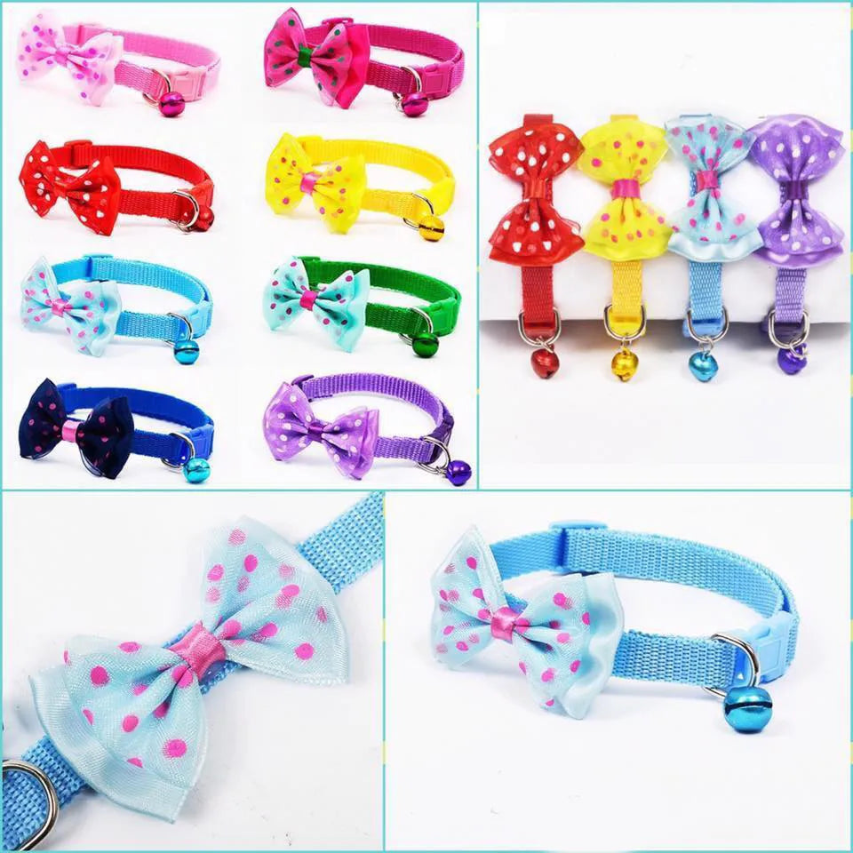 Bowknot Cat Collar with Bells Adjustable