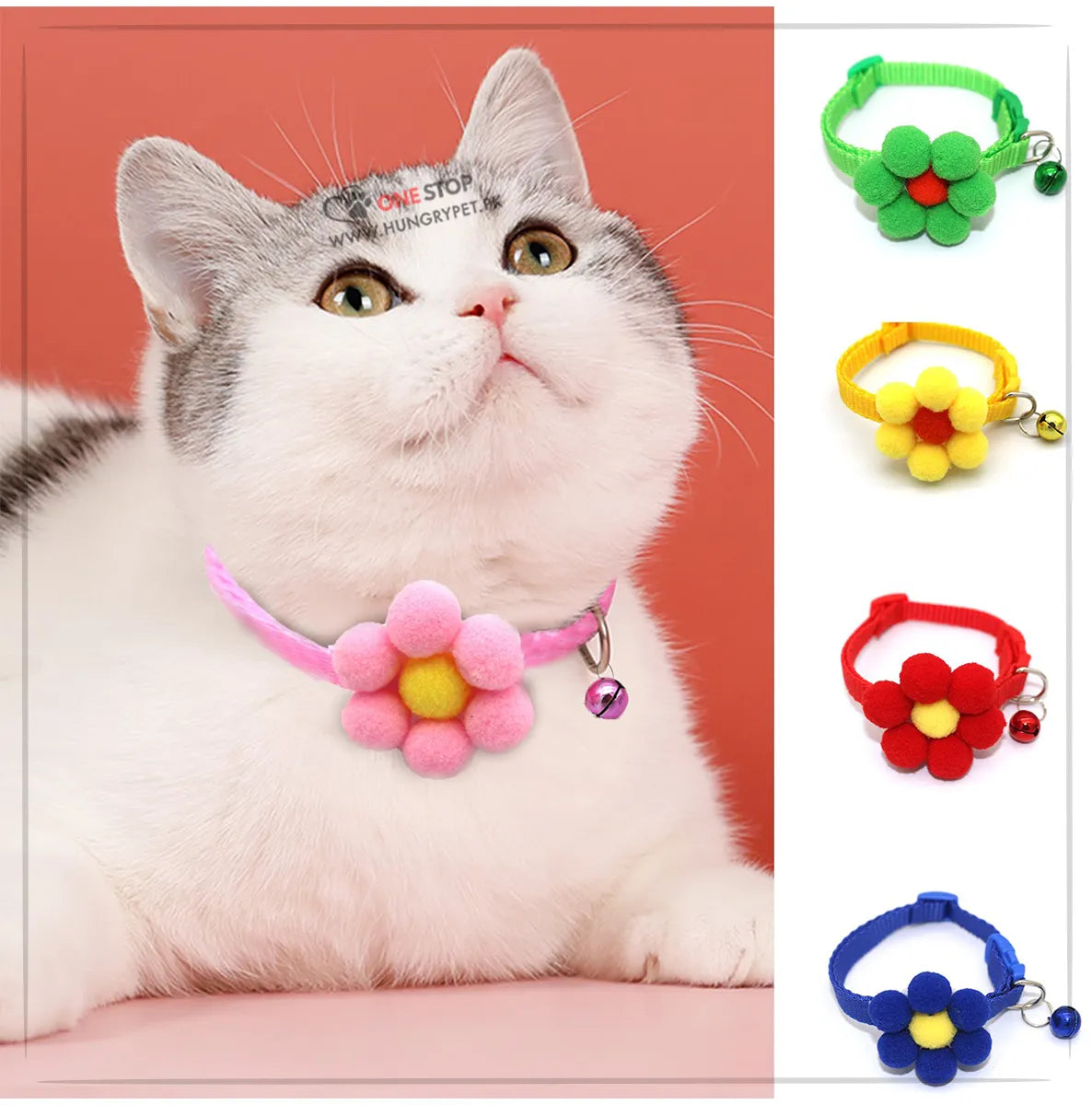 Pet Collar Adjustable Flower Bell