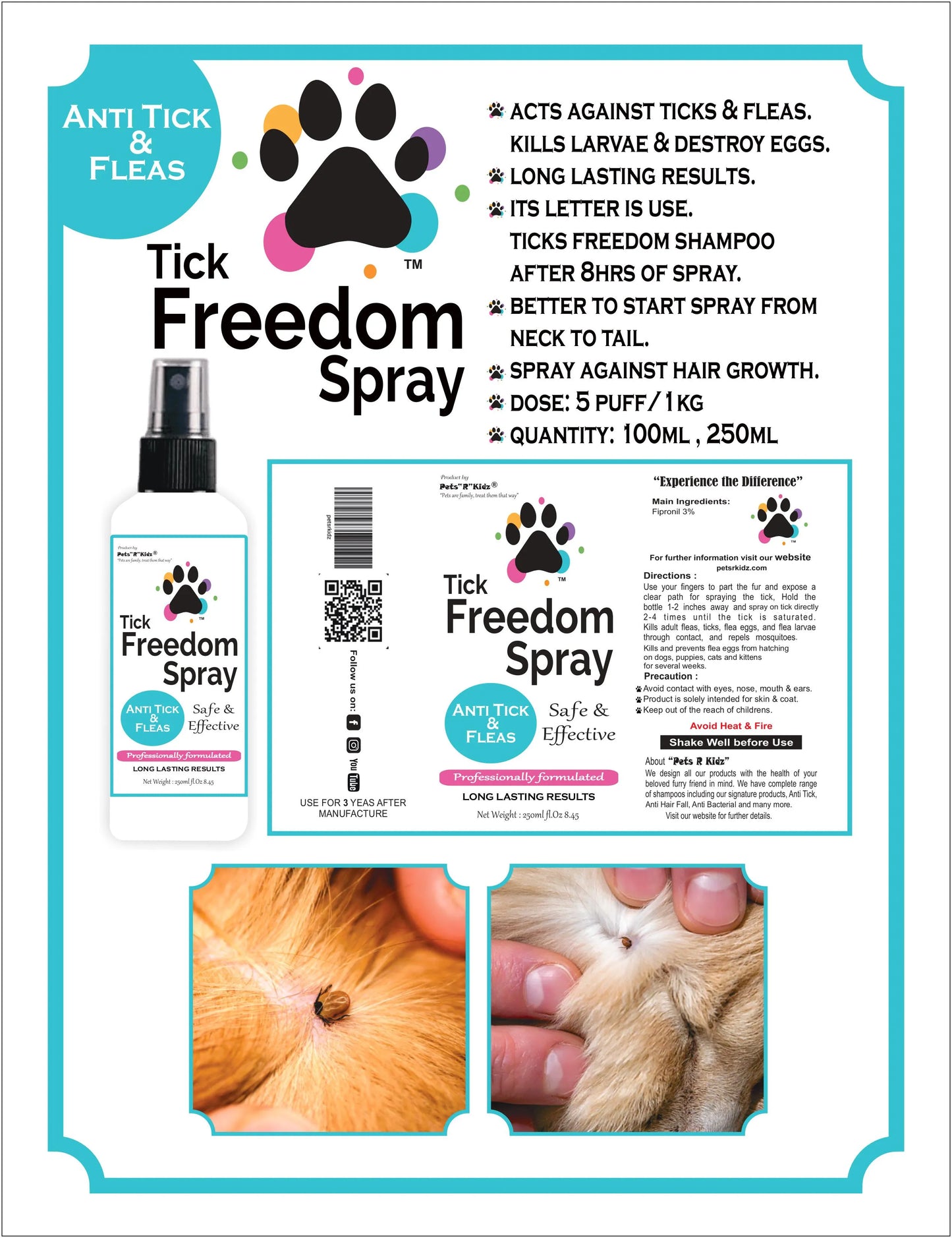 Tick Freedom Spray Anti Tick & Fleas | For Cat & Dog