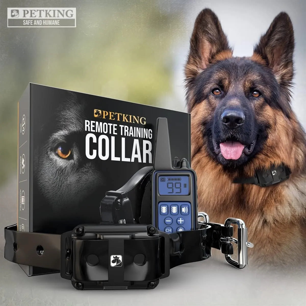 PetKing Premium Dog Training Collar with Remote Control for Small Large Dogs Anti Barking Device Anti-Bark Collar Stop Barking Deterrent Devices