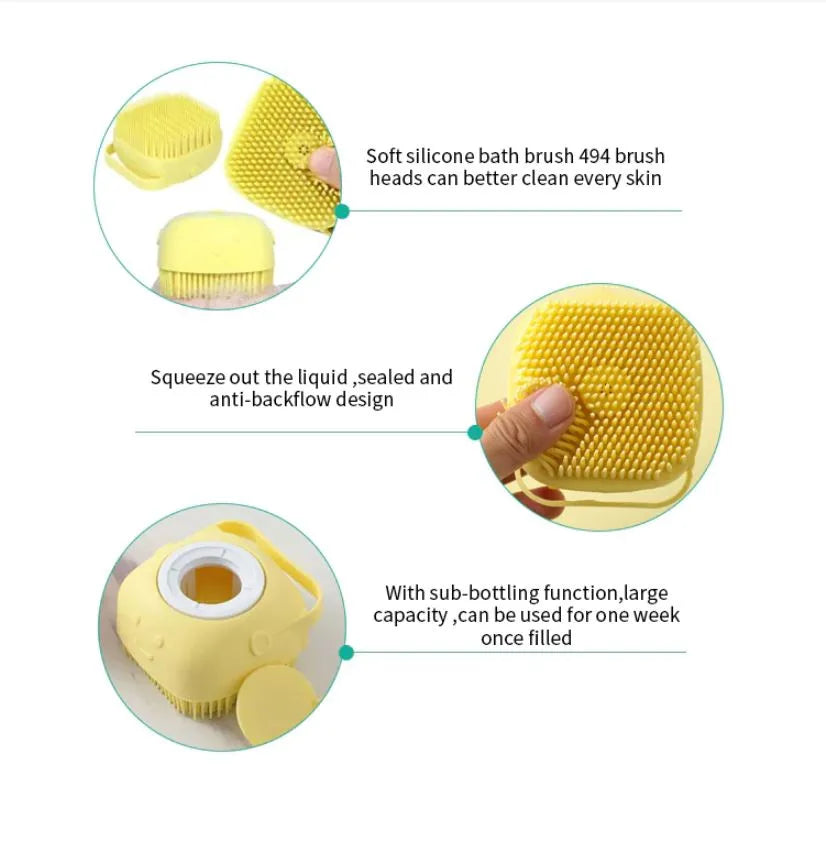 Pet Silicon Bath Brush With Shampoo Dispenser