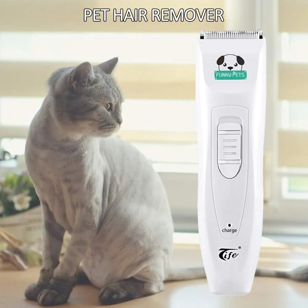 Pet Hair Clippers, USB Rechargeable Pet Hair Clippers TP-1680 5 Step Adjustment Pet Shaver Titanium Ceramic Pet Clipper, Cordless, Mute, 4 Combs