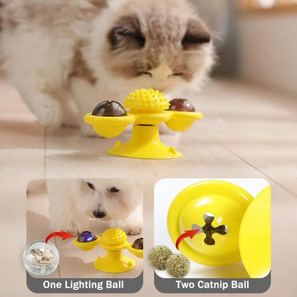 Windmill Cat Toys Kitten Fidget LED Catnip Ball