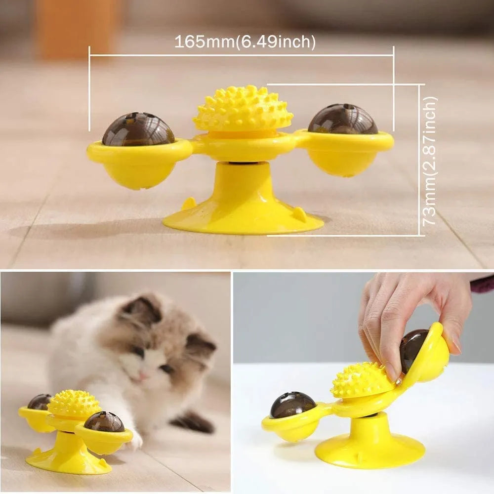 Windmill Cat Toys Kitten Fidget LED Catnip Ball