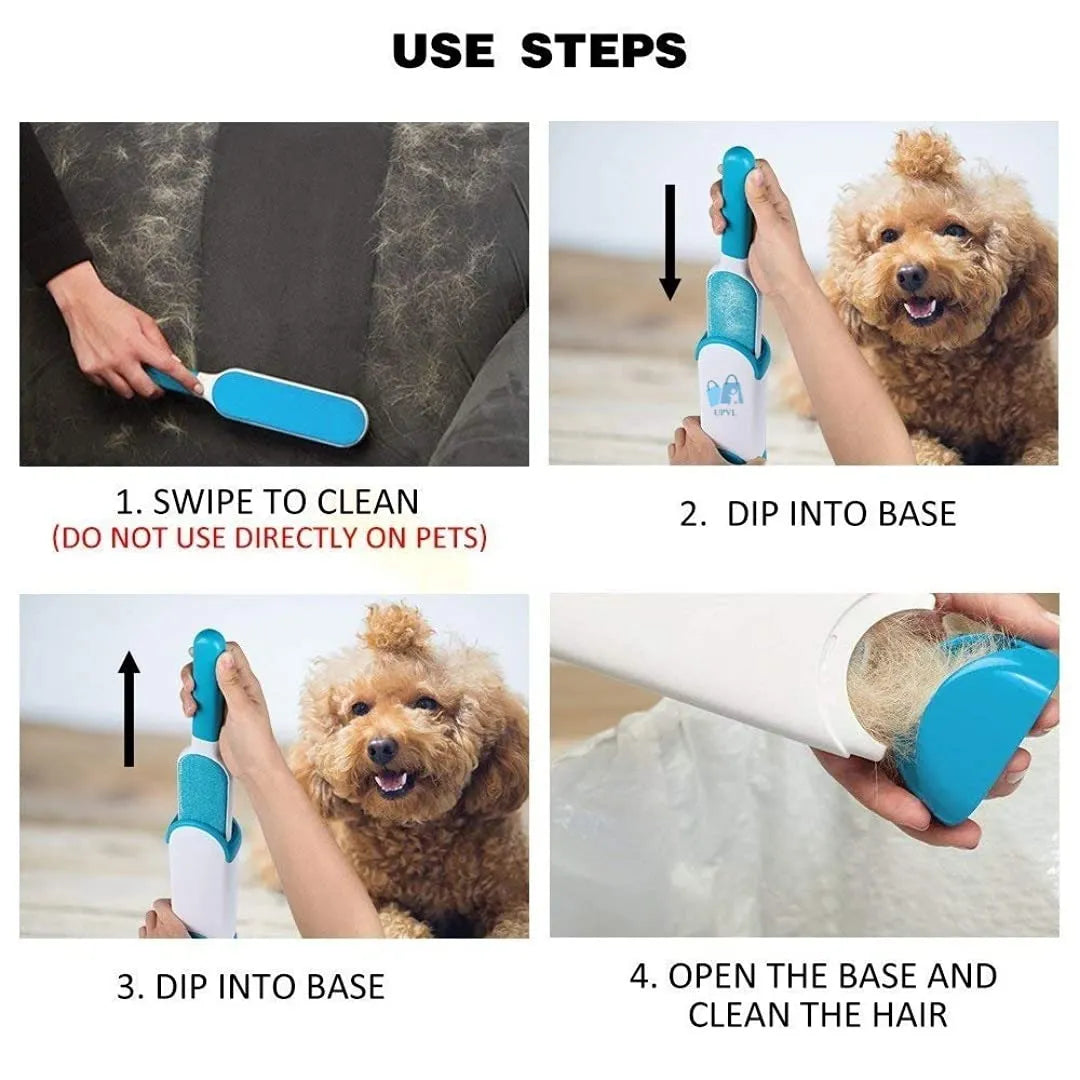 Pet Hair Lint Remover Double Sided, Reusable Brush with Self-Cleaning Base