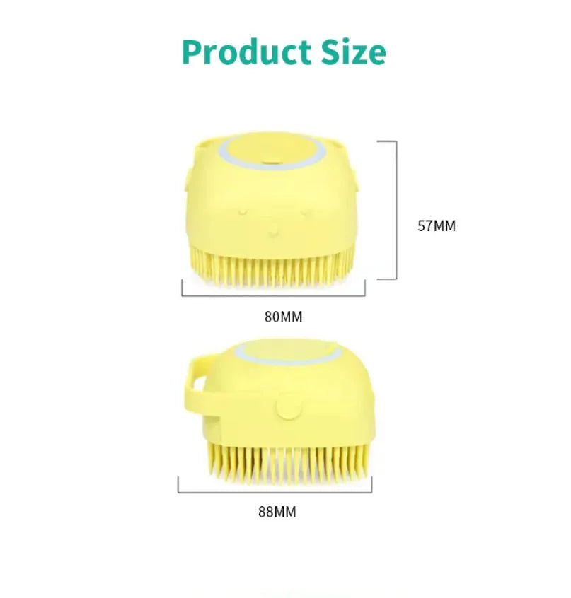 Pet Silicon Bath Brush With Shampoo Dispenser