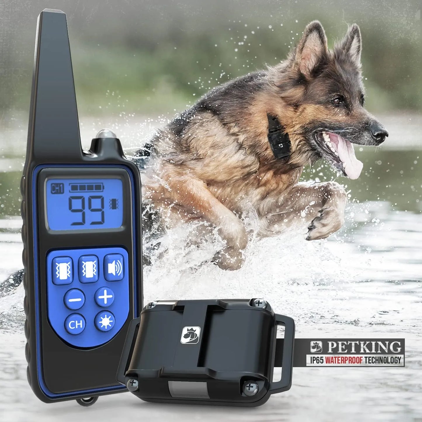 PetKing Premium Dog Training Collar with Remote Control for Small Large Dogs Anti Barking Device Anti-Bark Collar Stop Barking Deterrent Devices