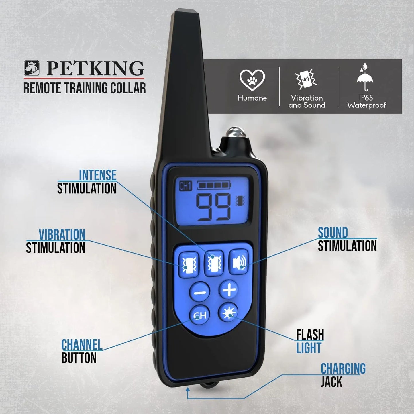 PetKing Premium Dog Training Collar with Remote Control for Small Large Dogs Anti Barking Device Anti-Bark Collar Stop Barking Deterrent Devices