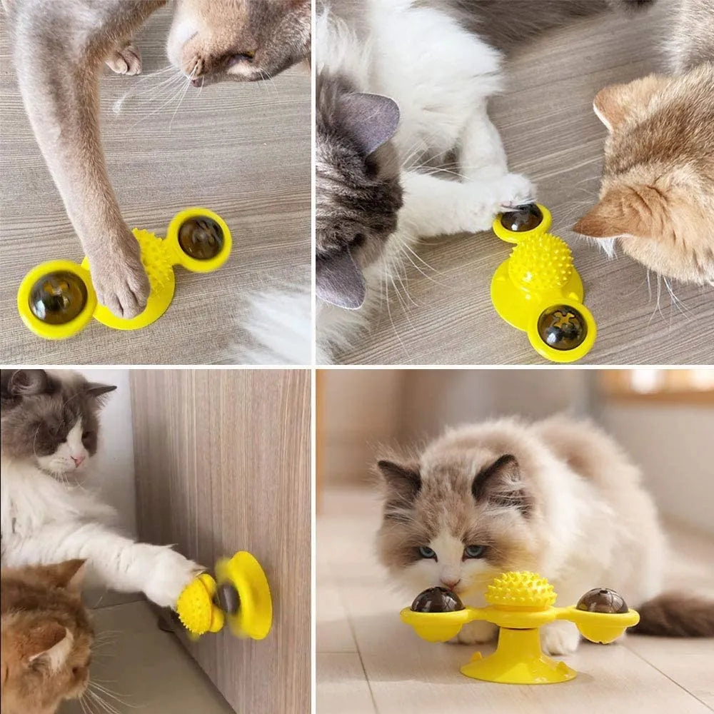 Windmill Cat Toys Kitten Fidget LED Catnip Ball