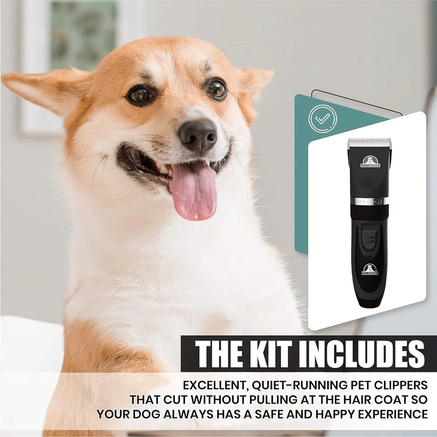 Professional Dog Grooming Kit - Cordless Low Noise Dog Clippers for Grooming Thick Coats