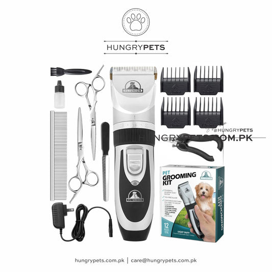 Professional Dog Grooming Kit - Cordless Low Noise Dog Clippers for Grooming Thick Coats