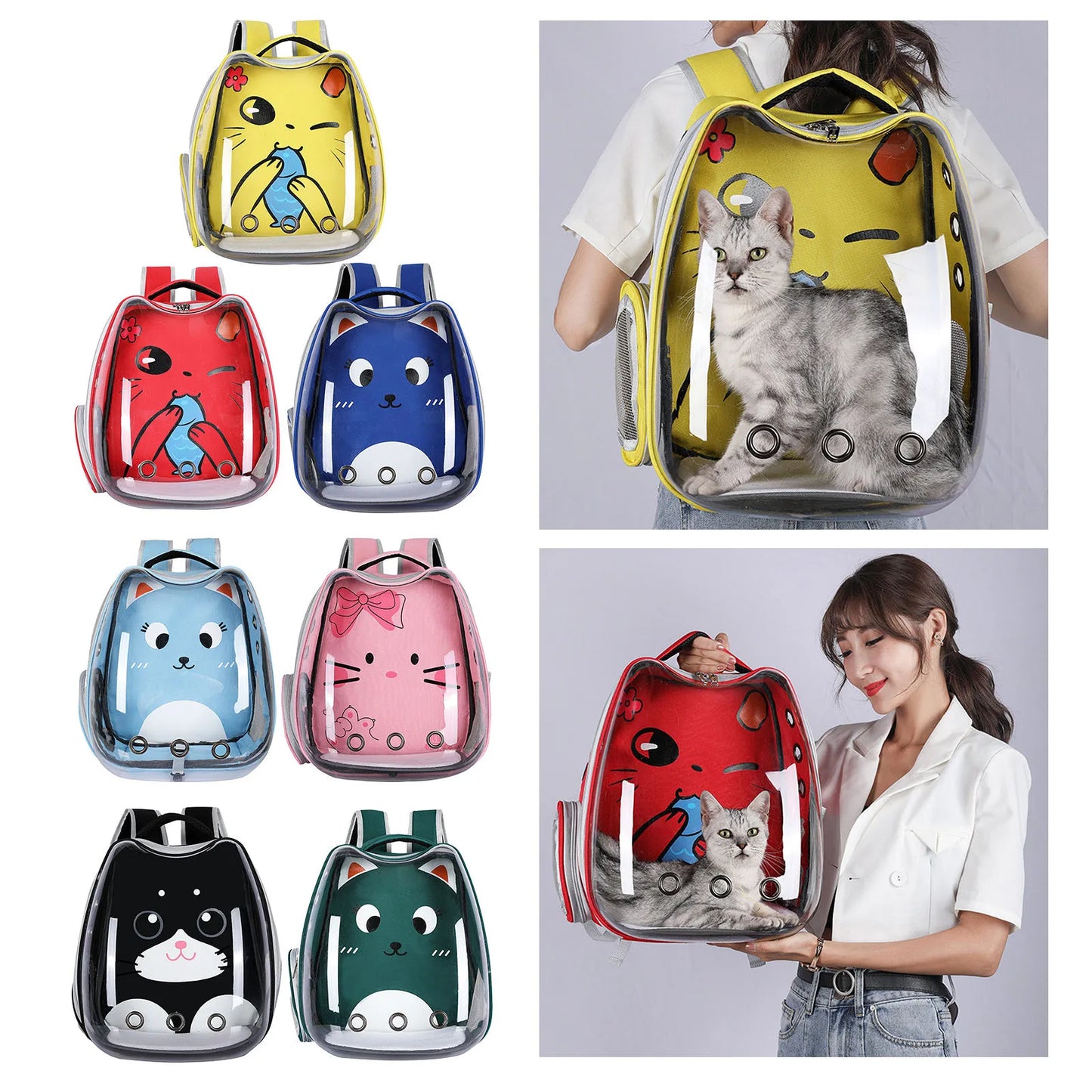 Pet Backpack Breathable Transparent Design Outdoor Travel Bag