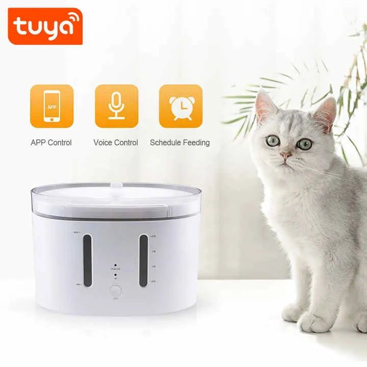 Pet Water Fountain - Smart 2.4GHz Automatic Water Fountain for Small Cats and Dogs with Water Filter, 2L