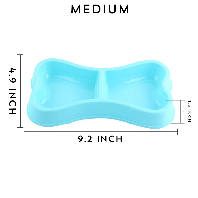 Pet Food/Water Double Side Bowl | Bone Shape