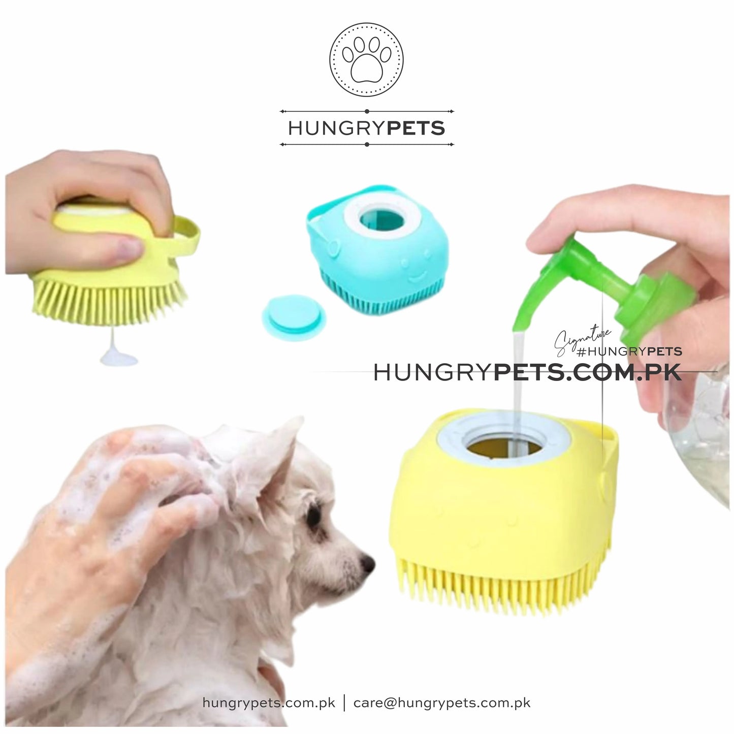 Pet Silicon Bath Brush With Shampoo Dispenser