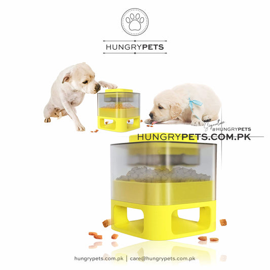 Pet Dog Toys, Dog Training Food Dispensers, Pet Food Dispensers, Suitable for Indoor and Outdoor Use by Small and Medium-Sized Pets Yellow