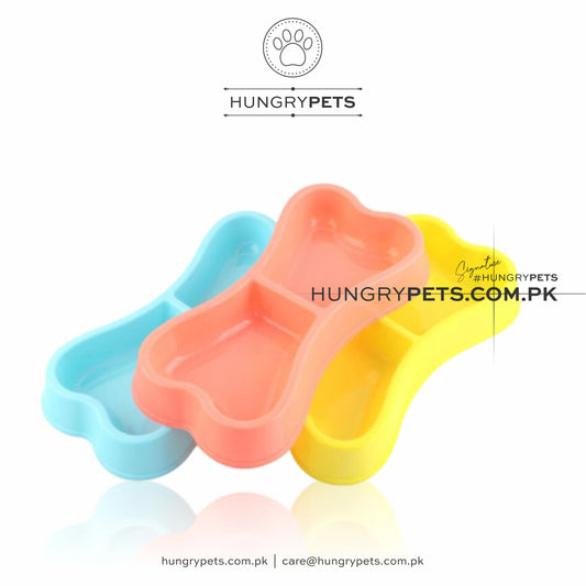 Pet Food/Water Double Side Bowl | Bone Shape