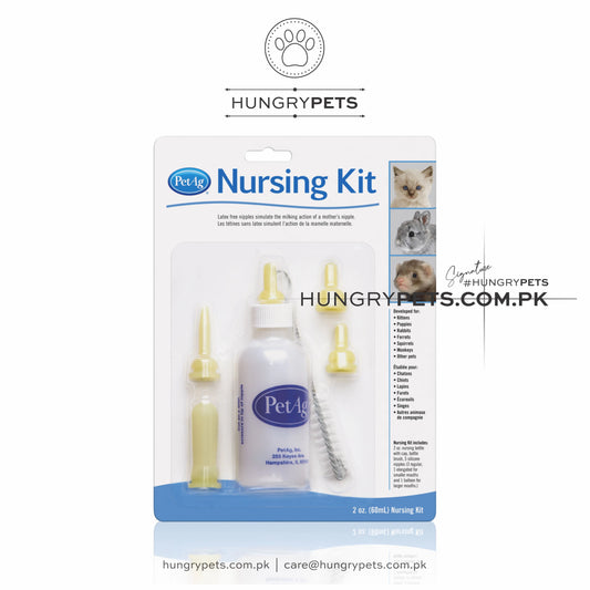 PetAg Nursing Kit - Baby Bottle and Nipple for Small and Large Pets | 60 ML