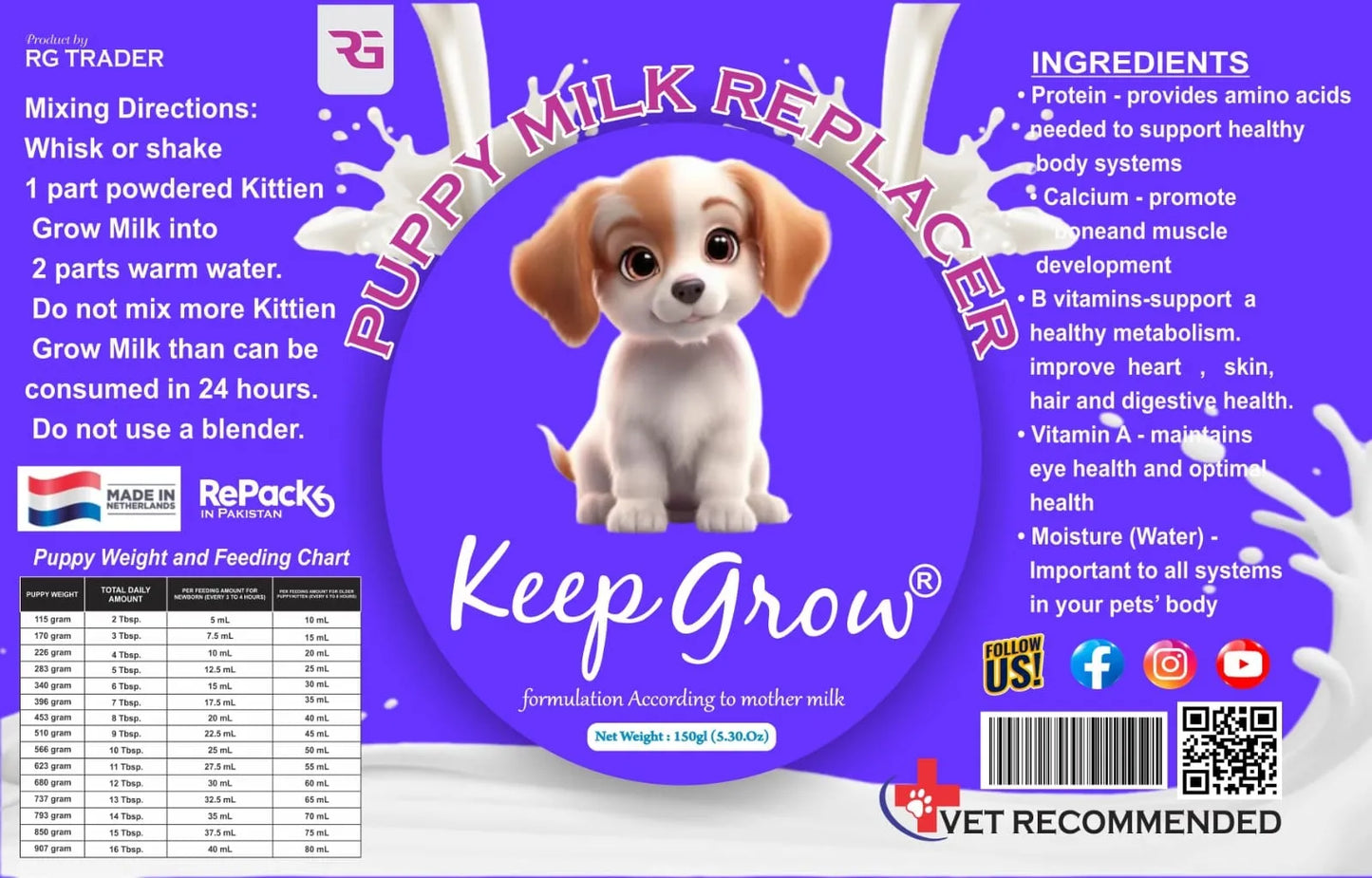 Puppy Milk Replacer | Keep Grow 100g