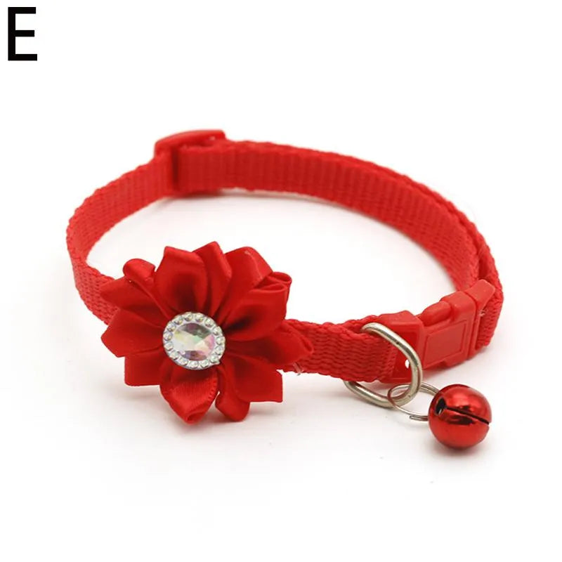 Pet Collar Adjustable Flower Bell