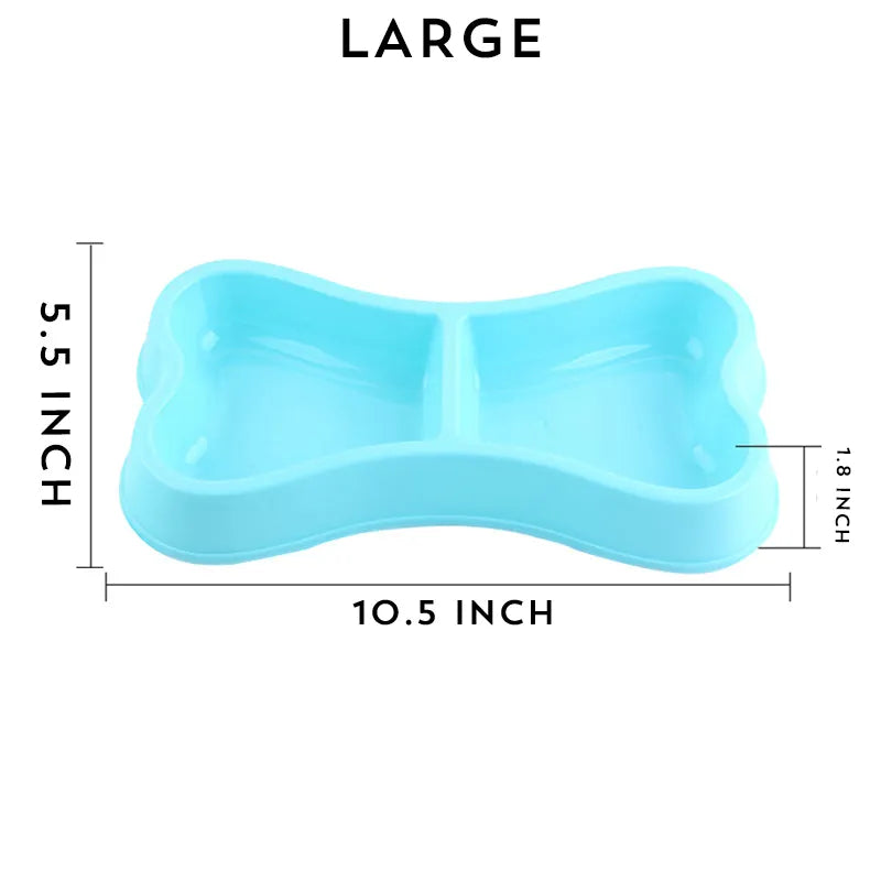 Pet Food/Water Double Side Bowl | Bone Shape